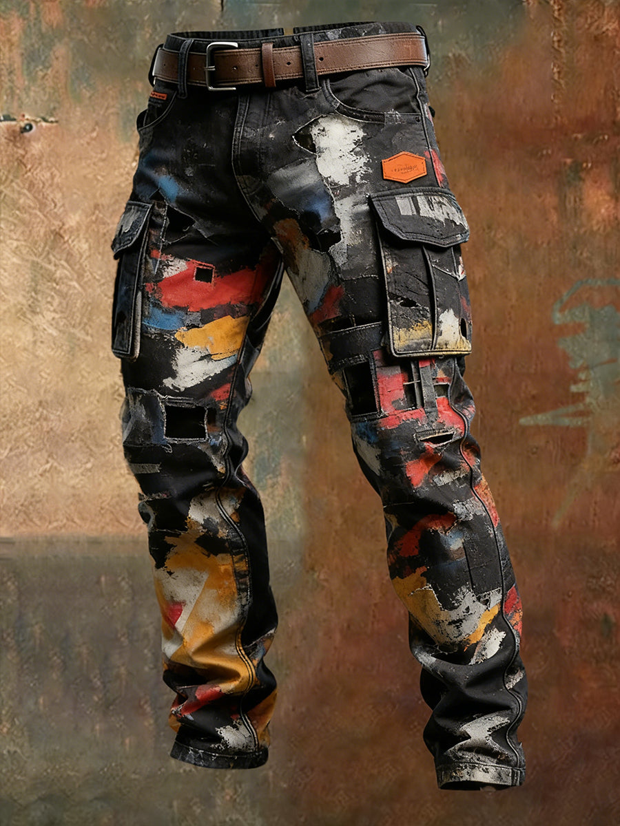 Męskie spodnie robocze retro styl biznesowy na co dzień