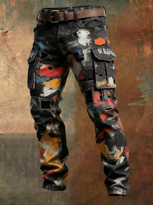 Męskie spodnie robocze retro styl biznesowy na co dzień