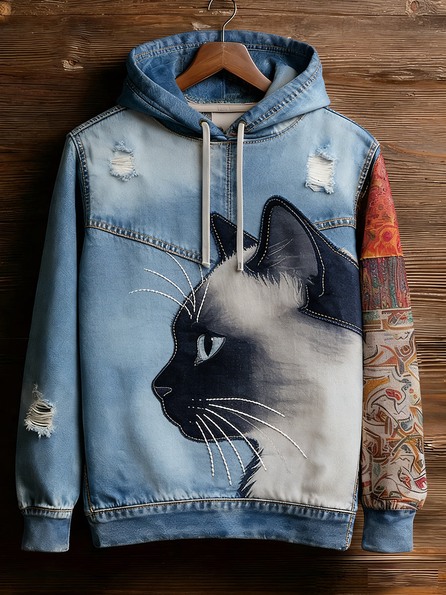 Unisex Retro Animal Art Print Wygodna dorywcza bluza