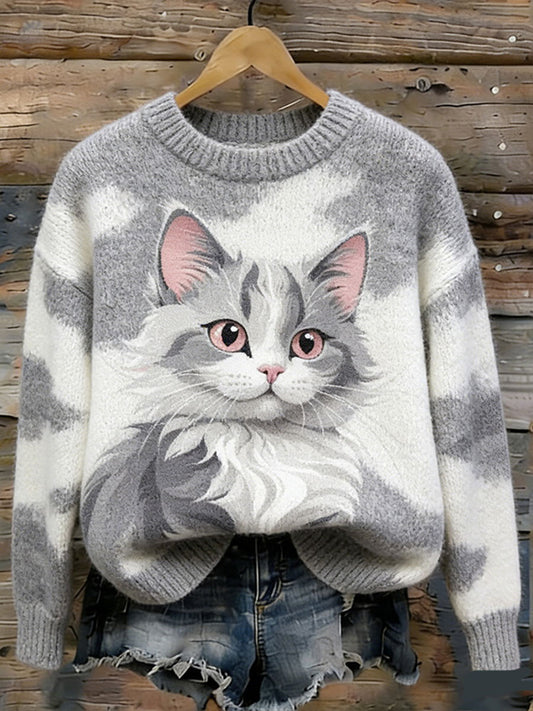 Damska bluza z nadrukiem Cat Art
