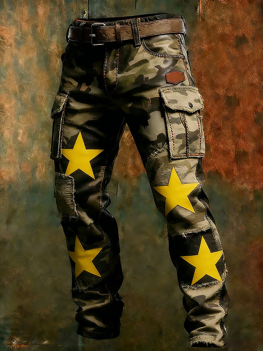 Męskie spodnie robocze retro styl biznesowy na co dzień