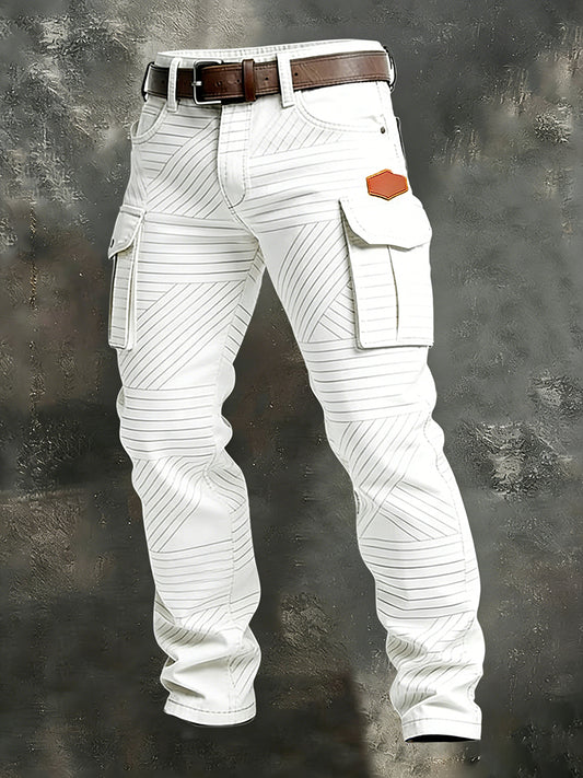 Męskie spodnie robocze retro styl biznesowy na co dzień