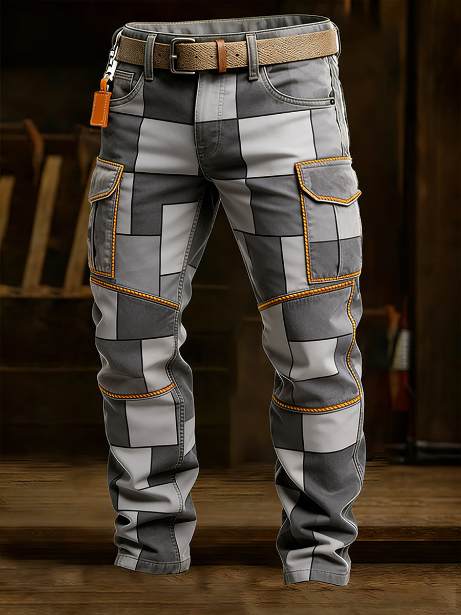 Męskie spodnie robocze retro styl biznesowy na co dzień
