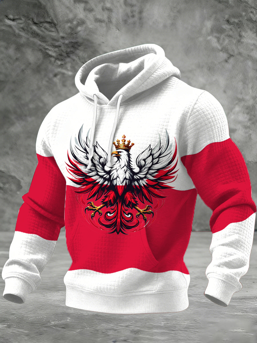 Męska bluza z kapturem z nadrukiem w stylu polskim