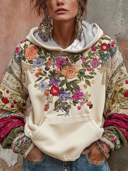 Damska bluza z kapturem z kapturem Świadomość raka piersi w stylu kwiatowym