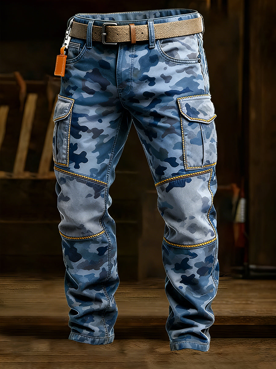 Męskie spodnie robocze retro styl biznesowy na co dzień