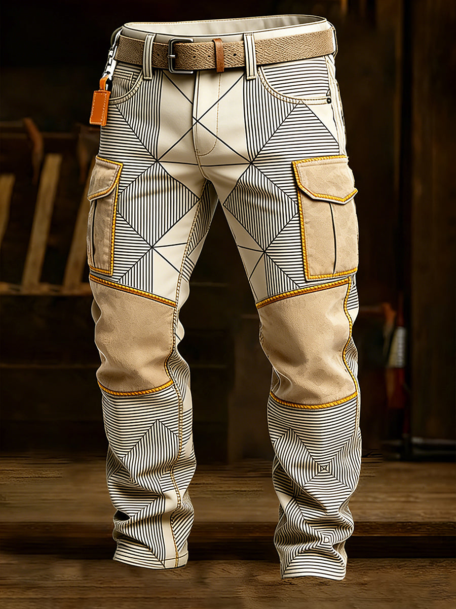 Męskie spodnie robocze retro styl biznesowy na co dzień