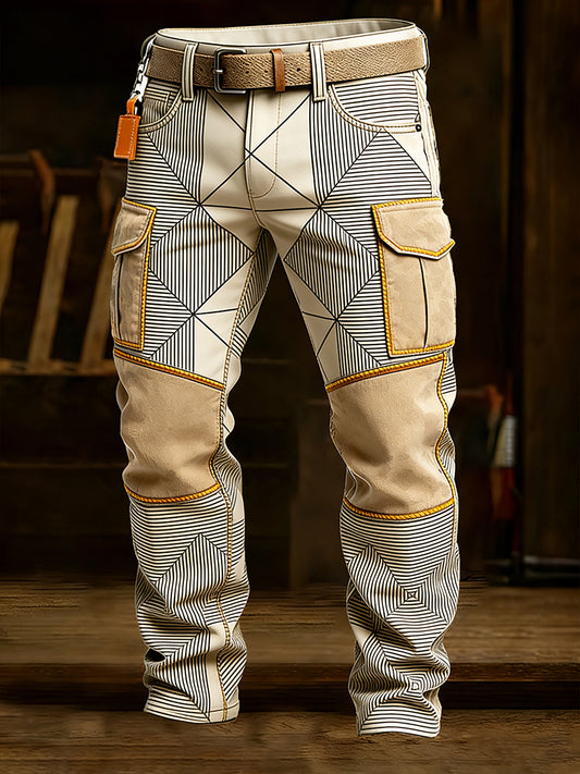 Męskie spodnie robocze retro styl biznesowy na co dzień