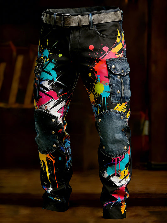 Męskie spodnie robocze retro styl biznesowy na co dzień