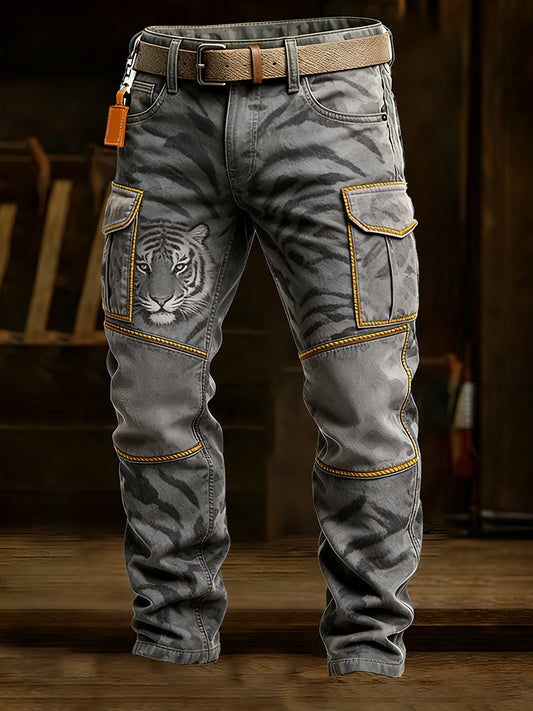 Męskie spodnie robocze retro styl biznesowy na co dzień