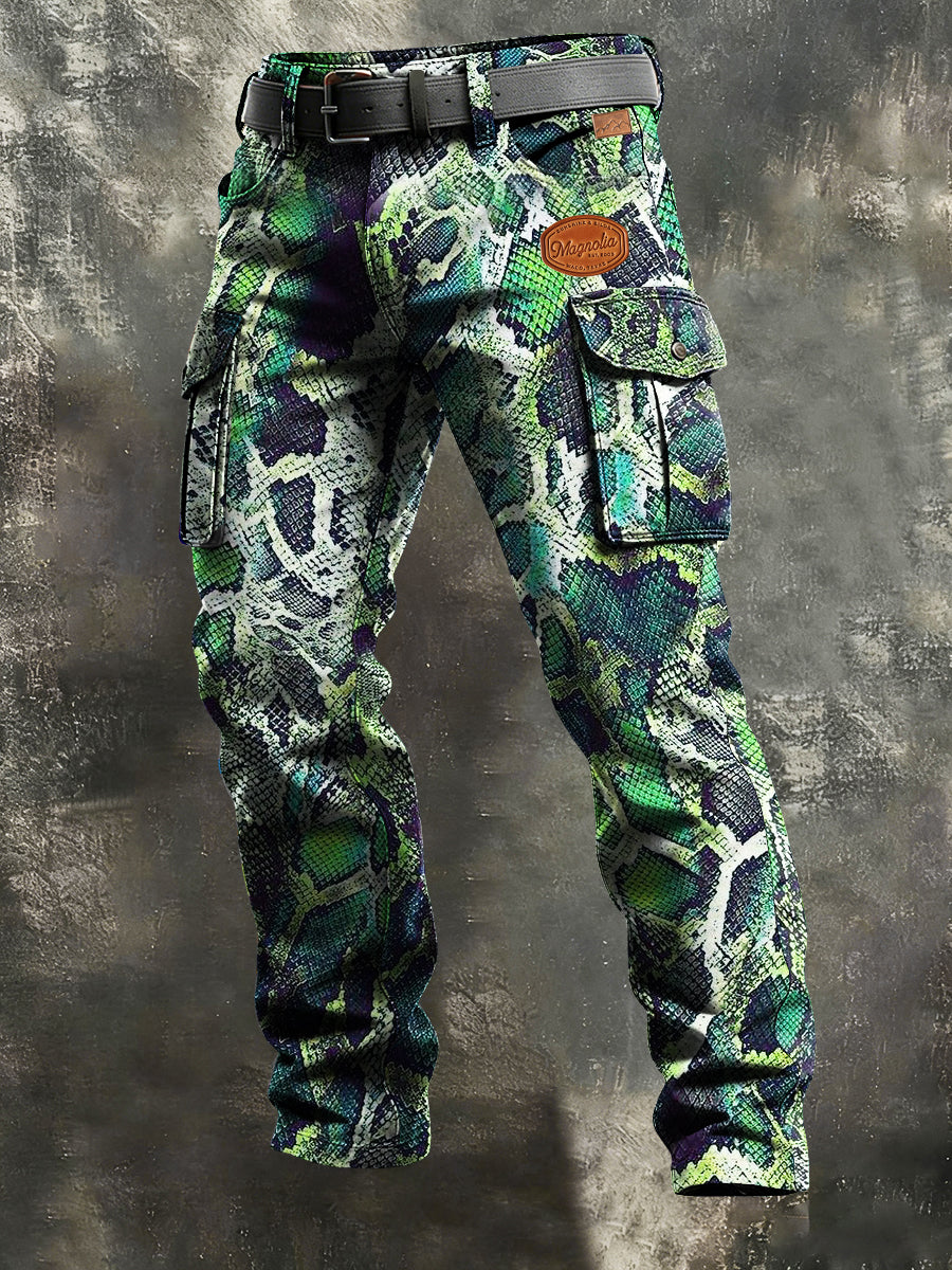 Męskie Vintage Biznesowy Kamuflaż Nadruk Retro Art Casual Spodnie Robocze