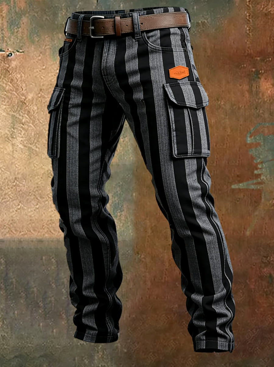 Męskie spodnie robocze retro styl biznesowy na co dzień