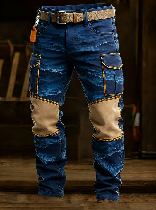 Męskie spodnie robocze retro styl biznesowy na co dzień