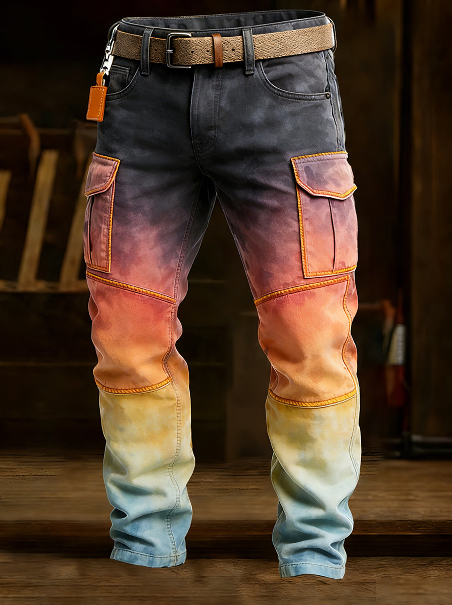 Męskie spodnie robocze retro styl biznesowy na co dzień