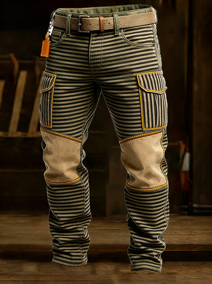 Męskie spodnie robocze retro styl biznesowy na co dzień