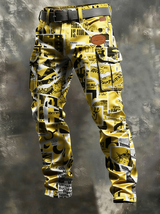 Męskie spodnie robocze w stylu vintage z nadrukiem biznesowym Retro Art na co dzień