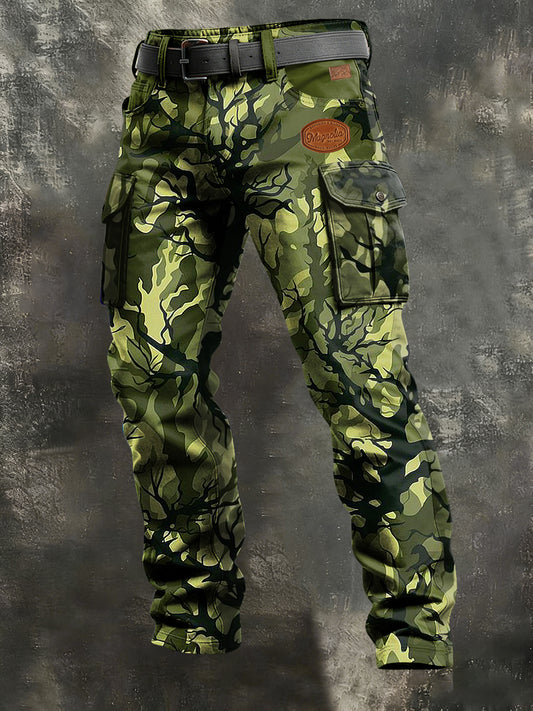 Męskie Vintage Biznesowy Kamuflaż Nadruk Retro Art Casual Spodnie Robocze