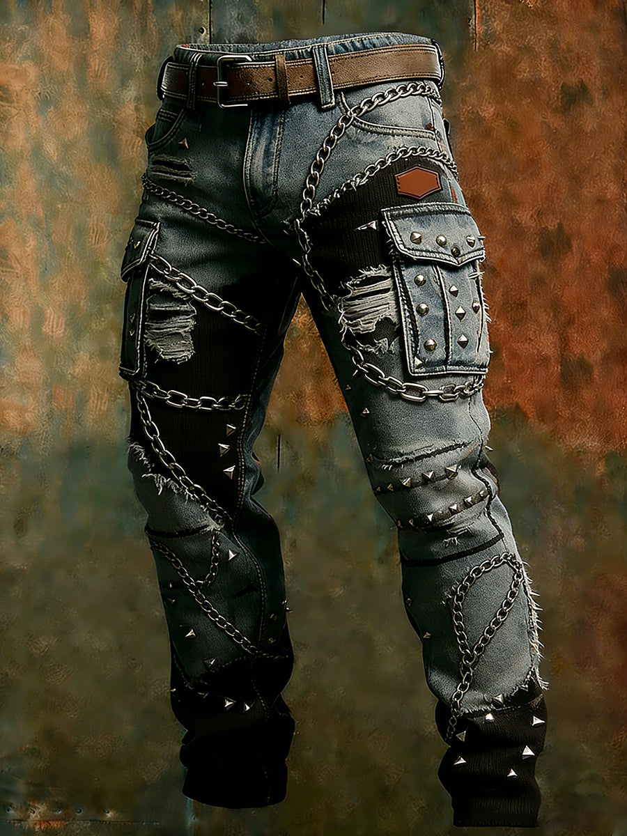 Męskie spodnie robocze retro styl biznesowy na co dzień