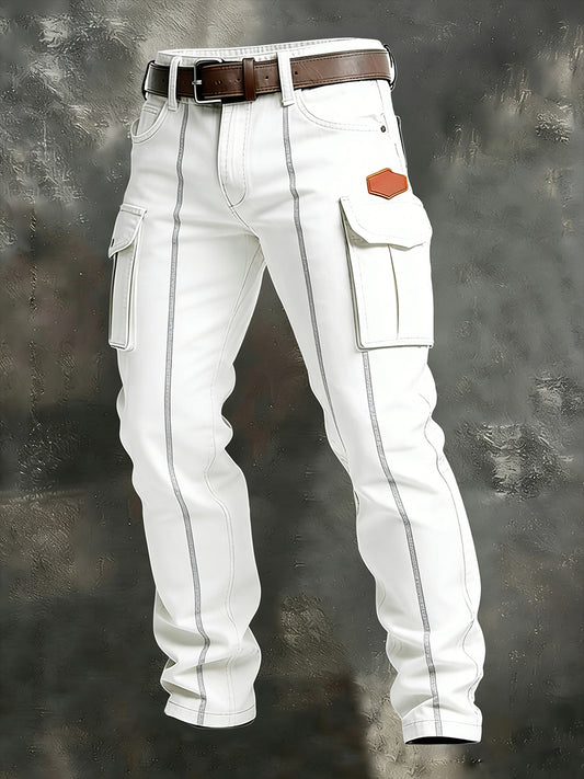 Męskie spodnie robocze retro styl biznesowy na co dzień