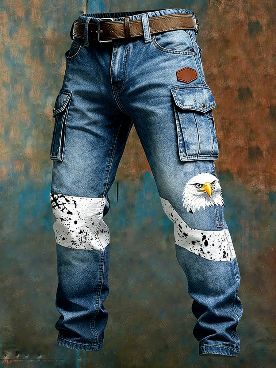 Męskie spodnie robocze retro styl biznesowy na co dzień