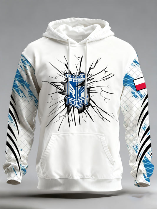 Męska polska bluza z kapturem z dopingującym nadrukiem Lech Poznań