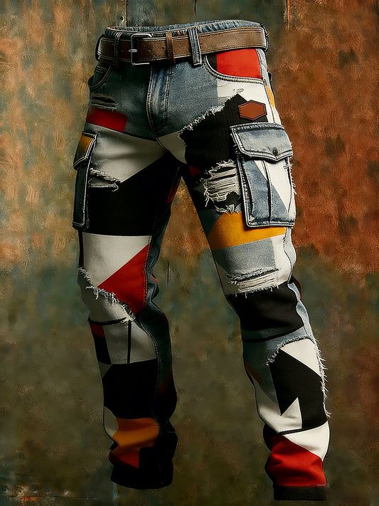 Męskie spodnie robocze retro styl biznesowy na co dzień