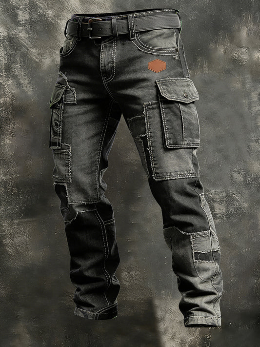 Męskie spodnie robocze retro styl biznesowy na co dzień