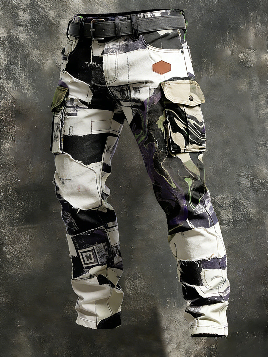 Męskie spodnie robocze retro styl biznesowy na co dzień