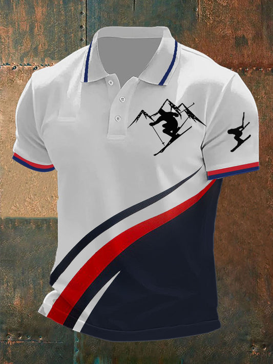 Męska koszulka sportowa z nadrukiem na nartach 2026