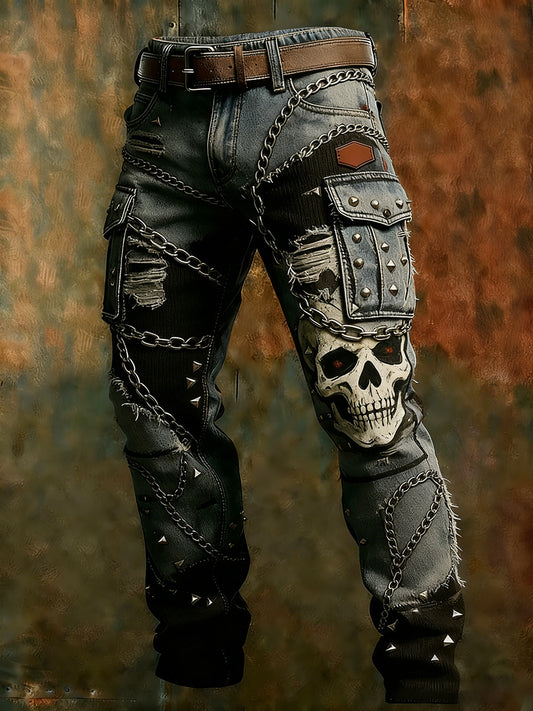 Męskie spodnie robocze retro styl biznesowy na co dzień