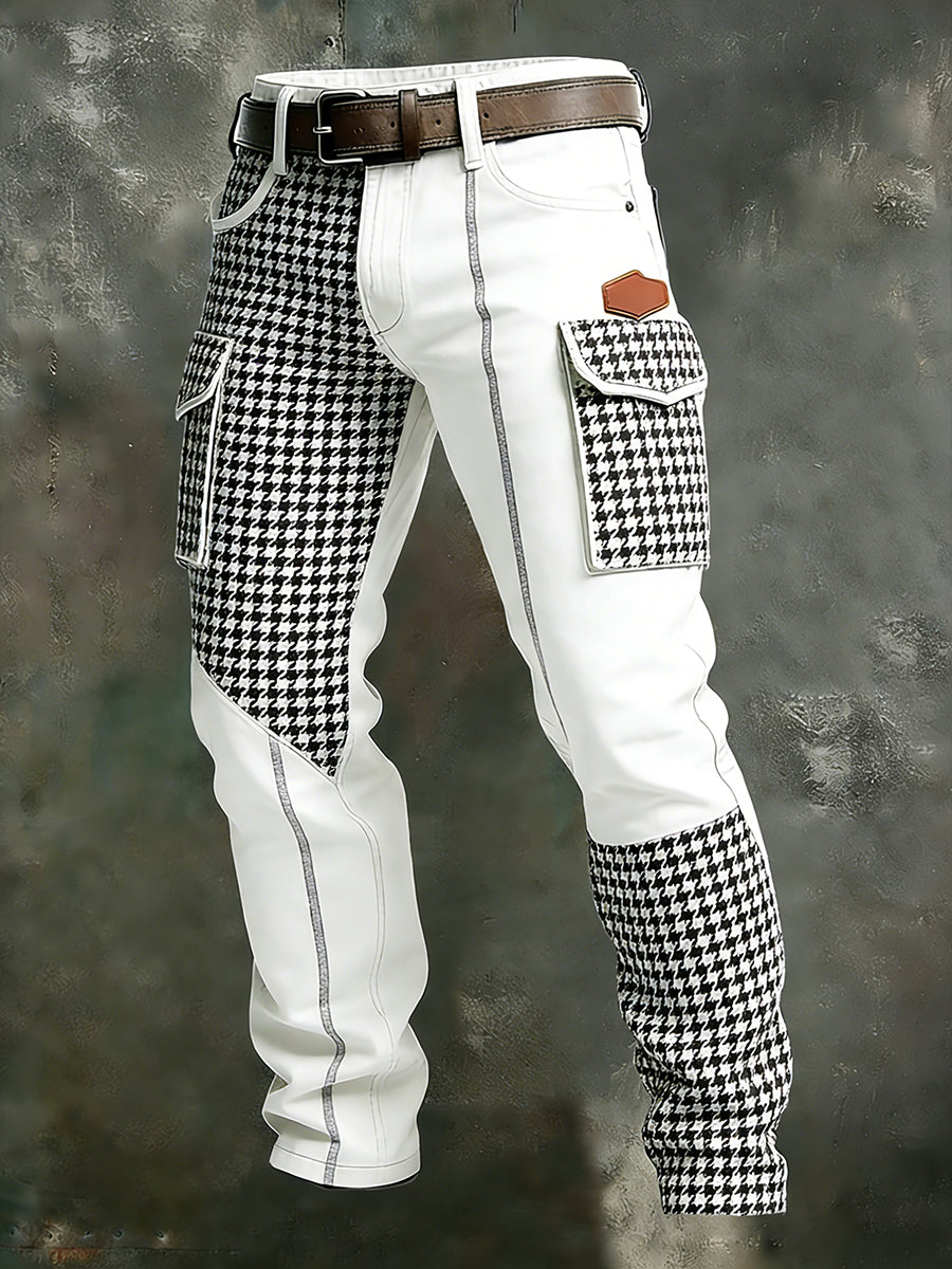 Męskie spodnie robocze retro styl biznesowy na co dzień