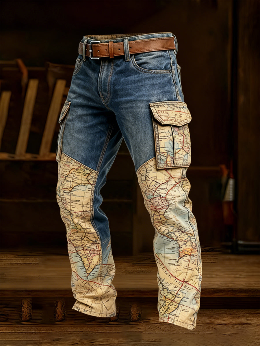 Męskie spodnie robocze retro styl biznesowy na co dzień