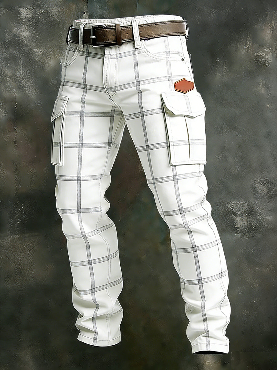 Męskie spodnie robocze retro styl biznesowy na co dzień