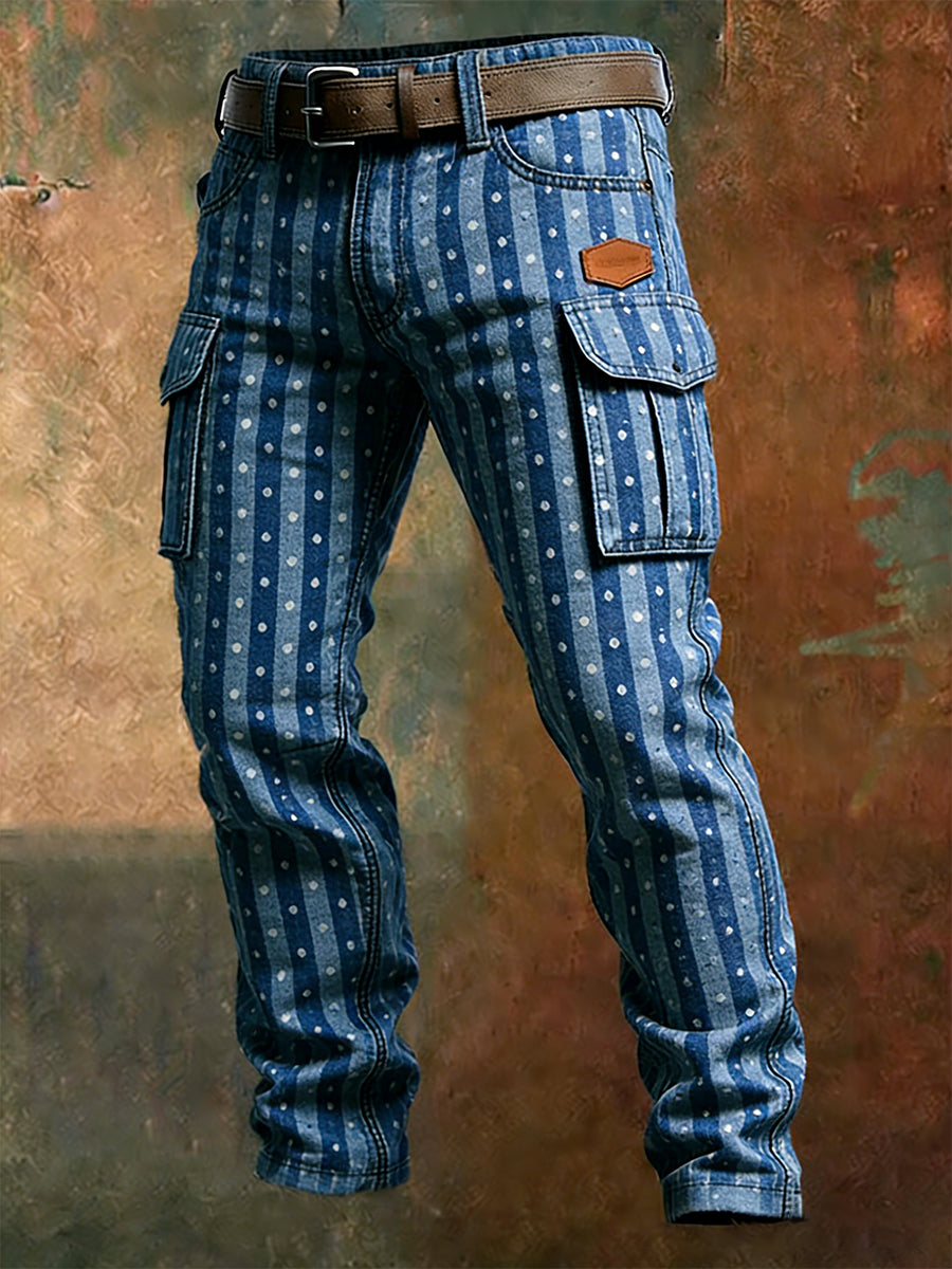 Męskie spodnie robocze retro styl biznesowy na co dzień