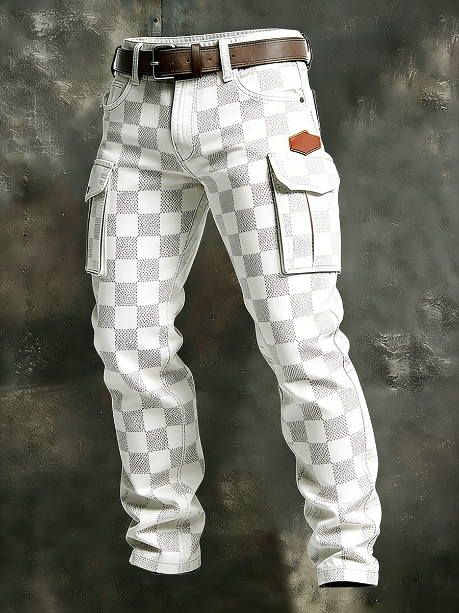 Męskie spodnie robocze retro styl biznesowy na co dzień