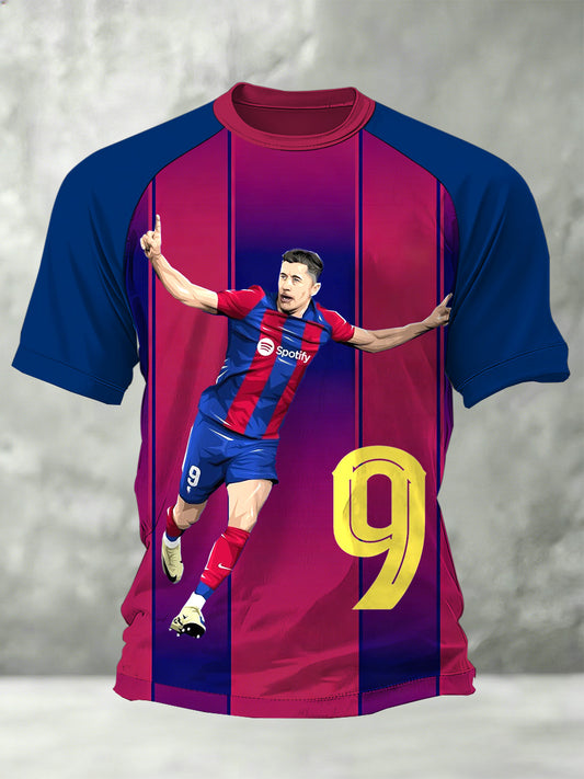 Męska koszulka piłkarska Robert Lewandowski Cheering Print w Barcelonie