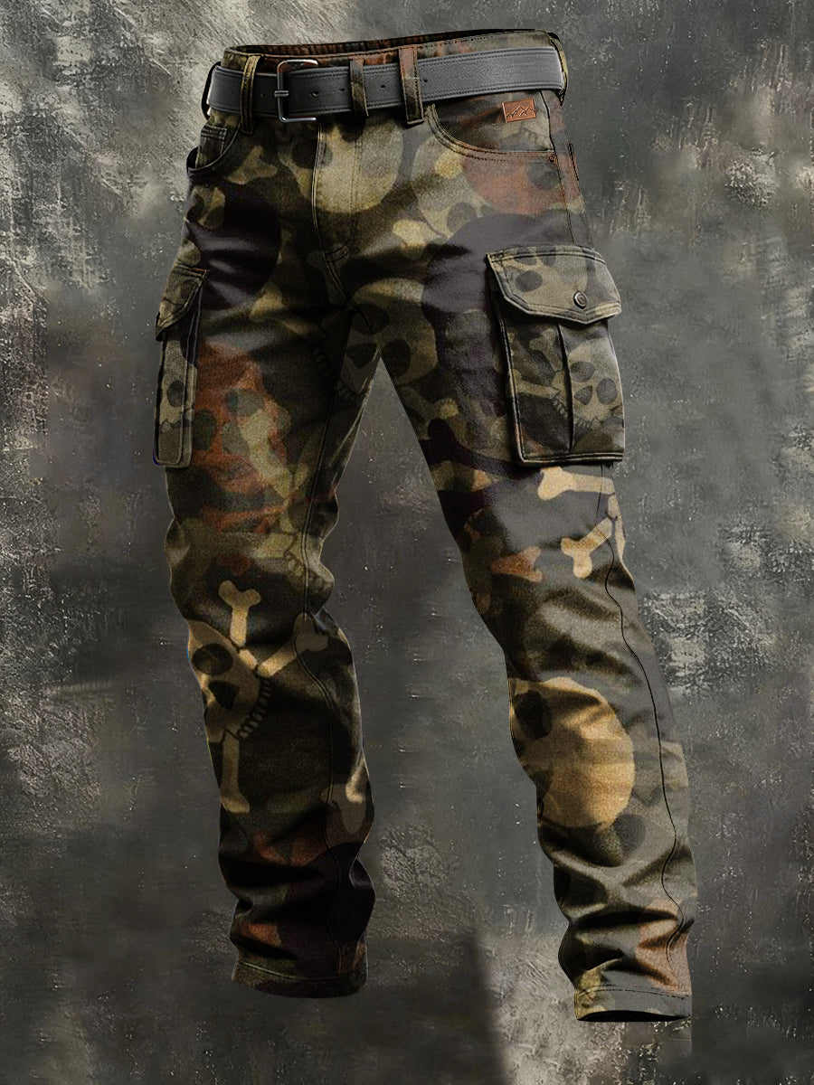 Męskie Retro Wakacje Biznesowe Czaszki Nadruk Dorywczo Spodnie Robocze