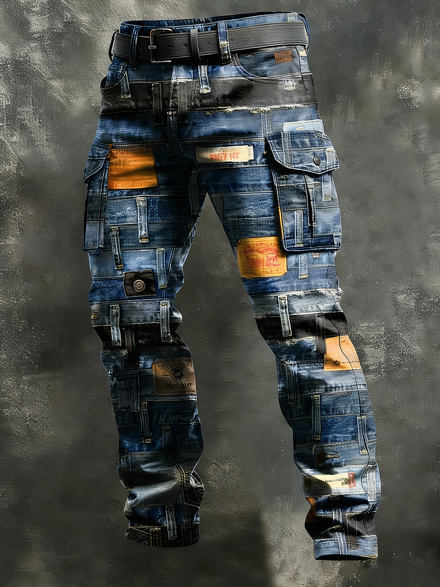 Męskie Retro Wakacje Biznesowe Nadruk Dorywczo Spodnie Robocze