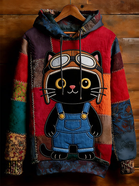 Unisex Retro Animal Art Print Wygodna dorywcza bluza