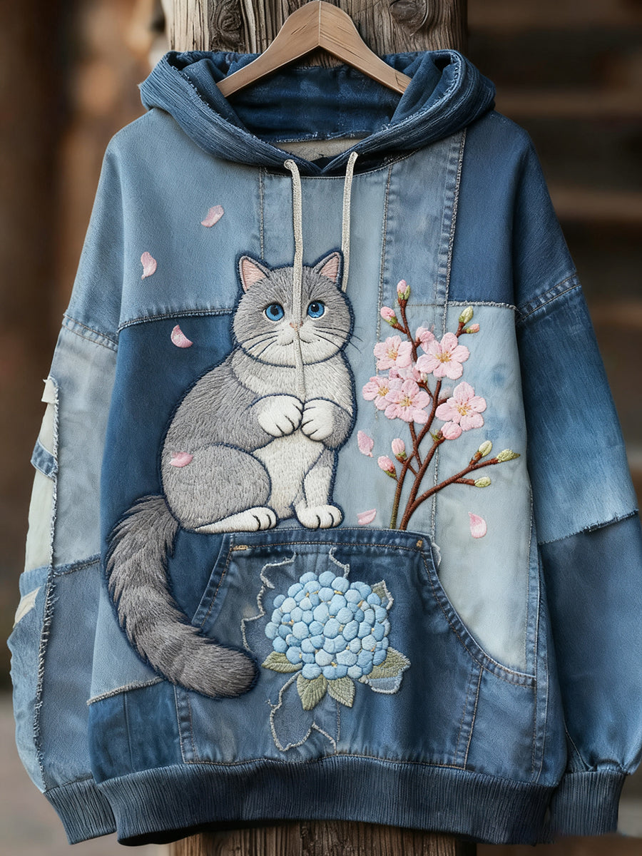 Unisex Retro Animal Art Print Wygodna dorywcza bluza