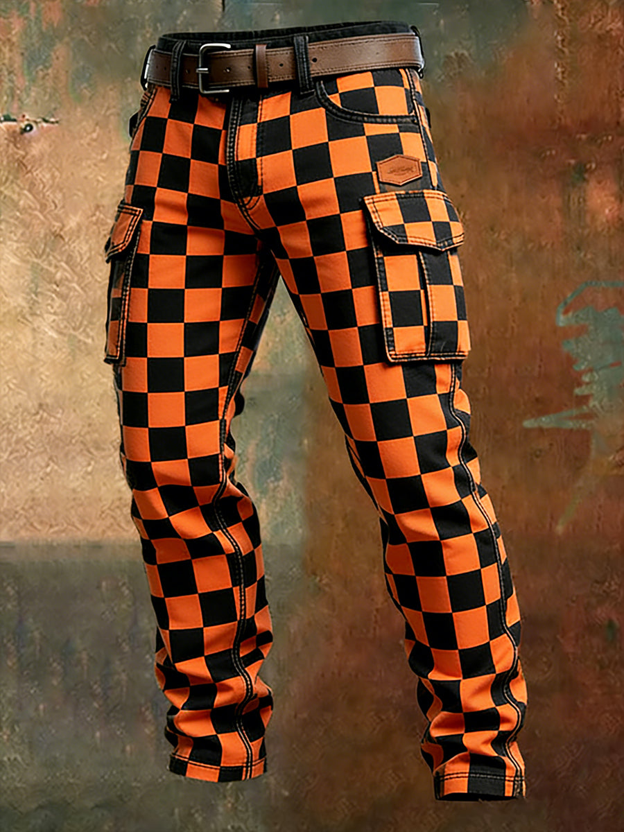 Męskie spodnie robocze retro styl biznesowy na co dzień