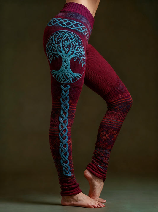 Damskie Viking Celtic Knot Tree Of Life Sportowe Stretch Legginsy