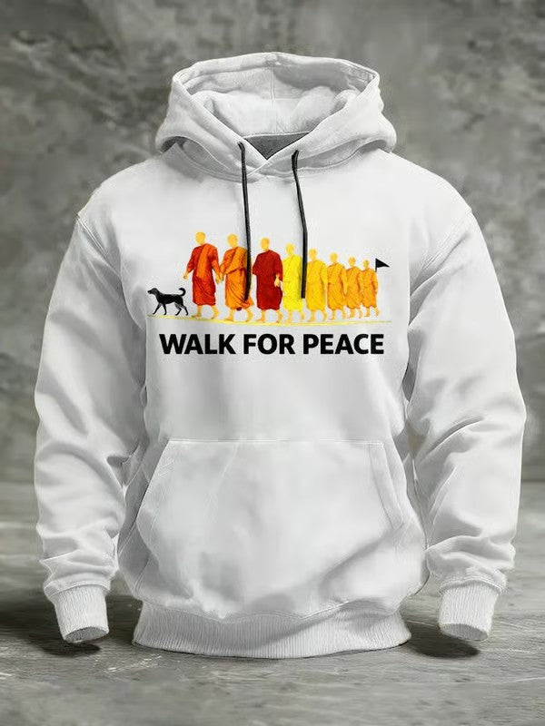 Męska bluza z kapturem z nadrukiem Walk For Peace