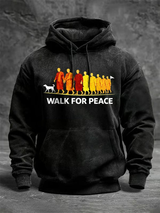 Męska bluza z kapturem z nadrukiem Walk For Peace