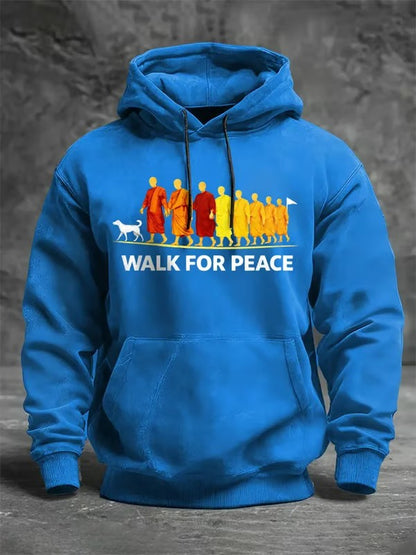 Męska bluza z kapturem z nadrukiem Walk For Peace