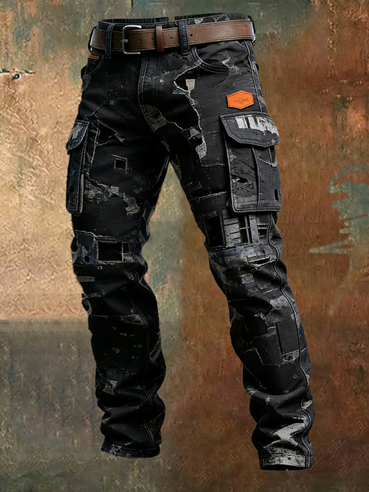 Męskie spodnie robocze retro styl biznesowy na co dzień