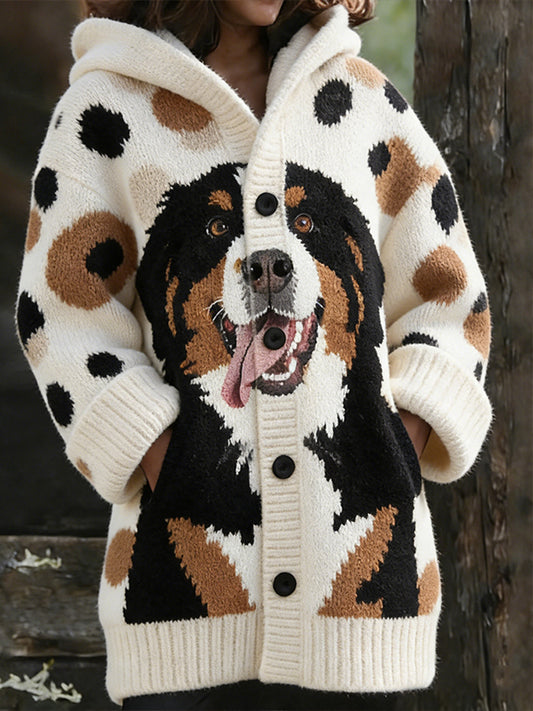 Damski sweter retro słodki szczeniak wzór