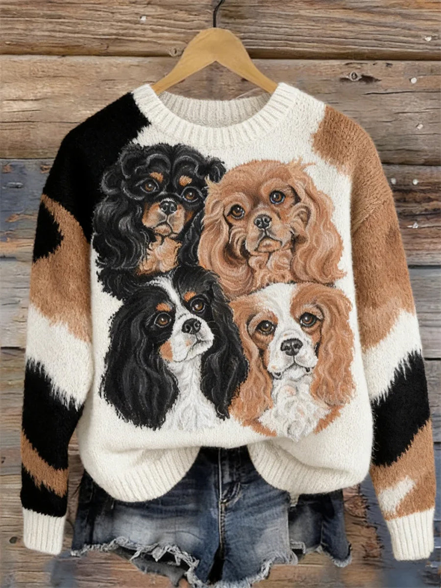 Damski Cavalier King Charles Spaniel Dogs Przytulny sweter