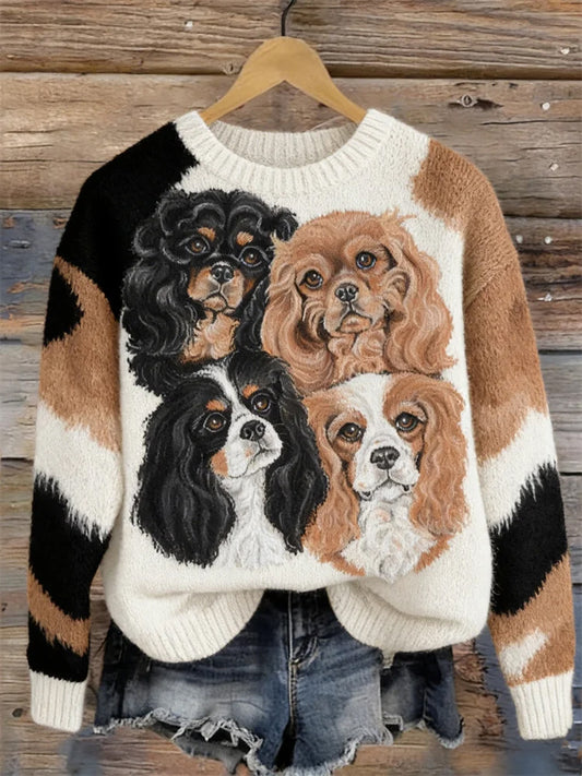 Damski Cavalier King Charles Spaniel Dogs Przytulny sweter