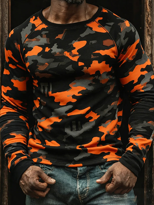 Męski Vintage Business Abstract Art Casual Top